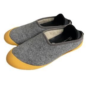 Mahabis Wool Slipper Gray Yellow Removable Sole Women's Size 38 US 7.5
